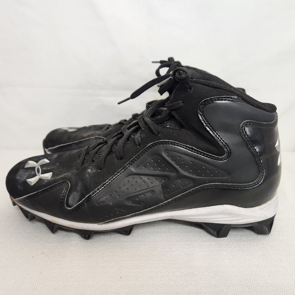 Adidas Mens 10.5 Mid Top Black Cleats Athletics Shoes Lace Up